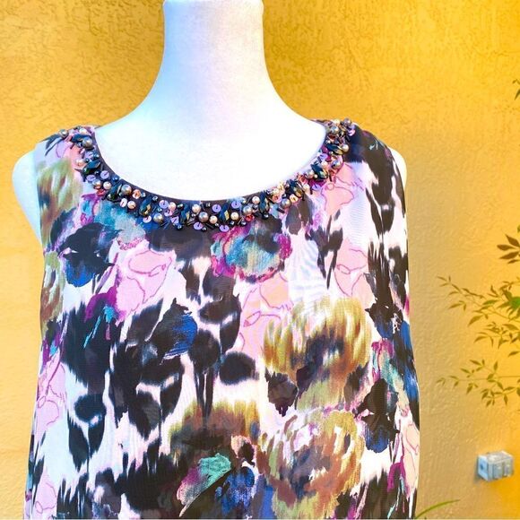 LAURA PETITES LAVENDER FLORAL SLEEVELESS LAYERED DRESS 6P NWT - Picture 12 of 17